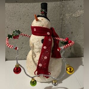 Festive Snowman Holiday Decoration with Red Scarf